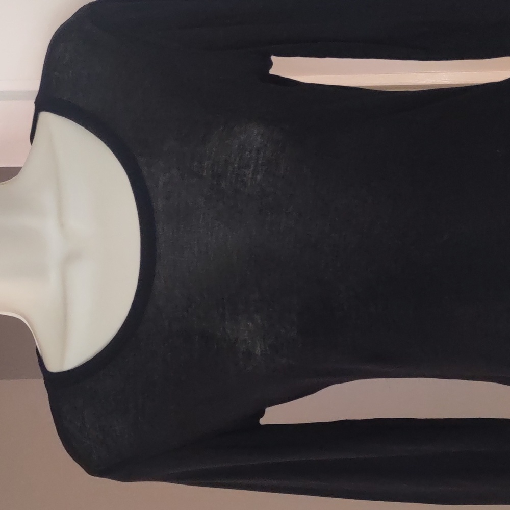 Zara Black Long-Sleeve Scoop Neck Top with Side Ties - Size SMALL - Picture 4 of 8